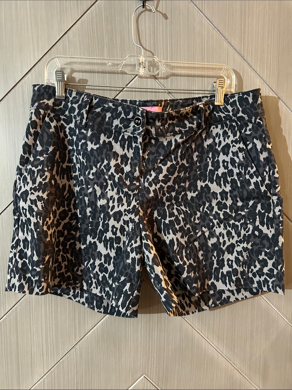 Isaac Mizrahi Black and White Leopard-Print Bermuda Shorts